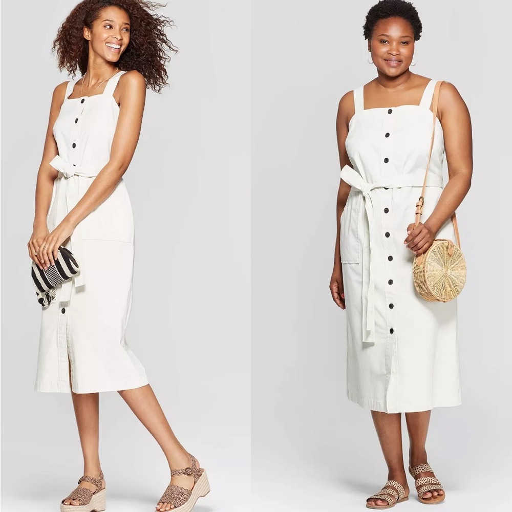 Women’s Trench Dress Off White Cream Button Midi Size XS Universal Thread Target